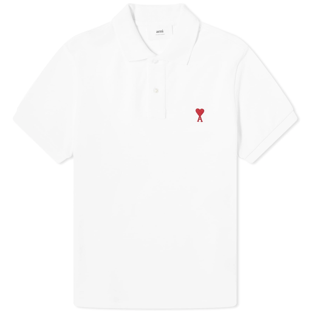AMI Paris Men's Small A Heart Polo White